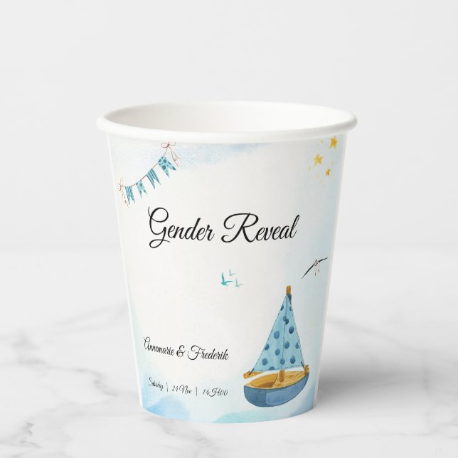 Geschlecht offenbart Sailboat Pappbecher (Vorderseite)