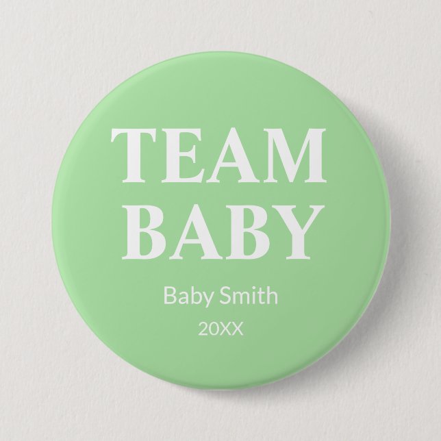Geschlecht offenbart Team Baby grün jedes Thema Button (Vorderseite)