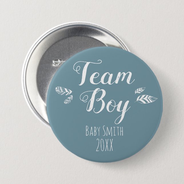 Geschlecht offenbart Team Boy blauer Button (Vorne & Hinten)