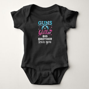 Geschlecht offenbart Waffen Glitzer Bruder Baby Pa Strampler