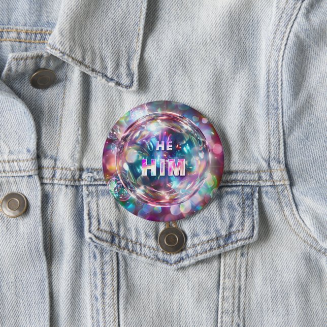 Geschlecht Pronouns Er/Ihm Digitale Kunst Button (Beispiel)