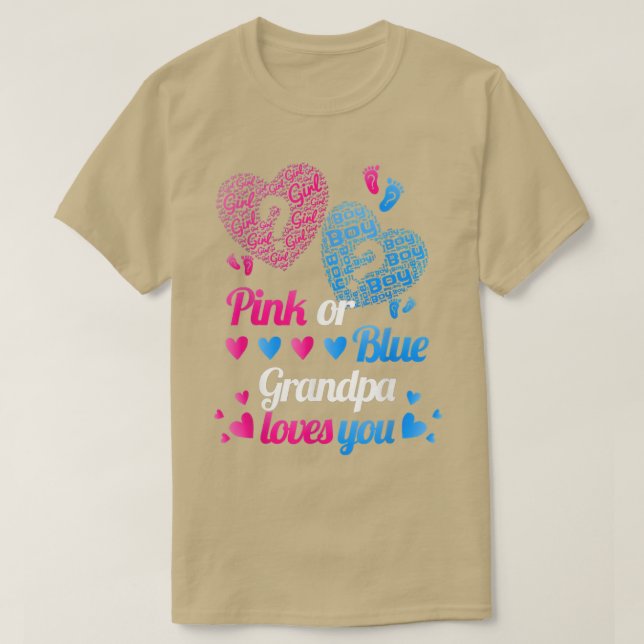 Geschlecht zeigen rosa oder blaue Grandpa-Lieben S T-Shirt (Design vorne)