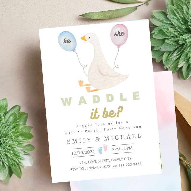 Geschlecht zeigt Baby-Schwangerschaft Wadle Es ist Einladung (Gender Reveal Baby Pregnancy Waddle It Be Goose Invitation)