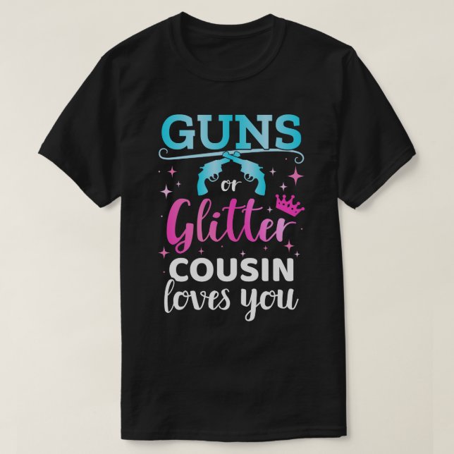 Geschlecht zeigt, dass Cousin oder Glitzer mit Bab T-Shirt (Design vorne)