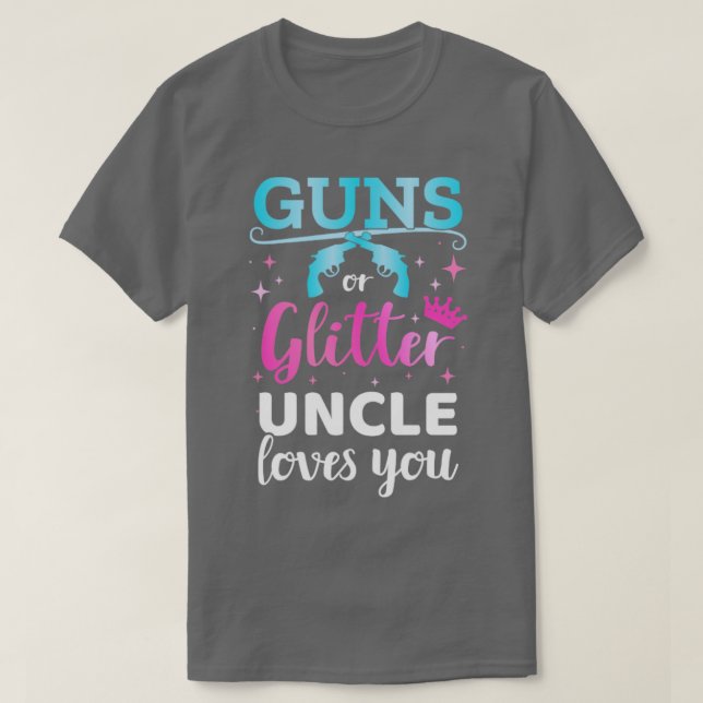 Geschlecht zeigt Gewehre oder Glitzer-Onkel auf, d T-Shirt (Design vorne)