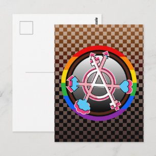 Geschlechter-Anarchie-Symbol, Emblem auf dunklem S Postkarte