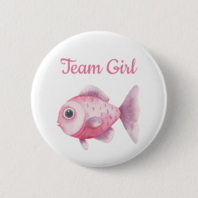 Geschlechterenthüllung beim Angeln - Team Mädchen Button (Vorderseite)