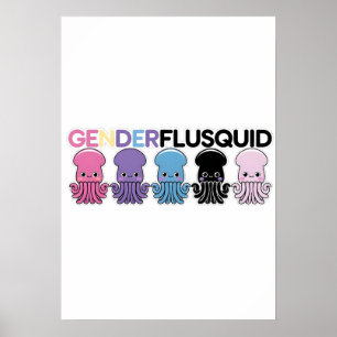 Geschlechterflüssigkeit Lustiger Tintenfisch Wirbe Poster