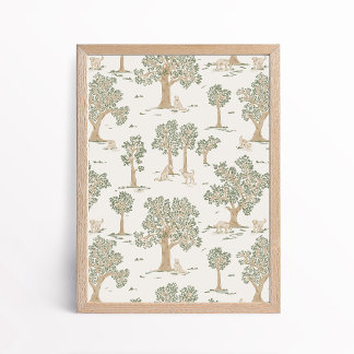 Geschlechterneutrale Hunde-Wald-Nursery-Kunst Poster