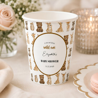 Geschlechterneutrale Safari-Wild-One-Baby-Party Pappbecher