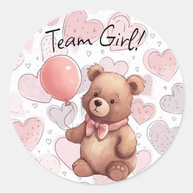 Geschlechteroffenbarung Team Girl Pink Runder Aufkleber (Vorderseite)