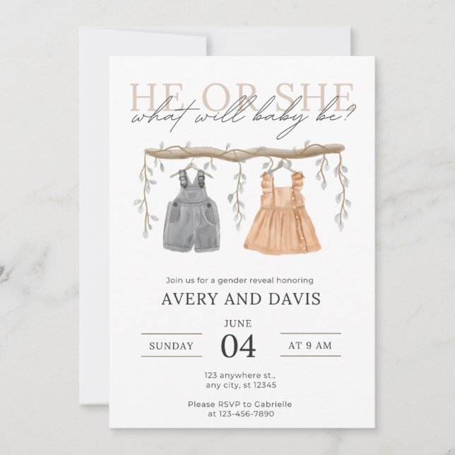 Geschlechtsankündigung Einladung (Vorderseite)