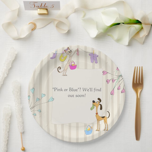  Geschlechtsenthüllung für Hund & Katze   Pappteller (Hochzeit)