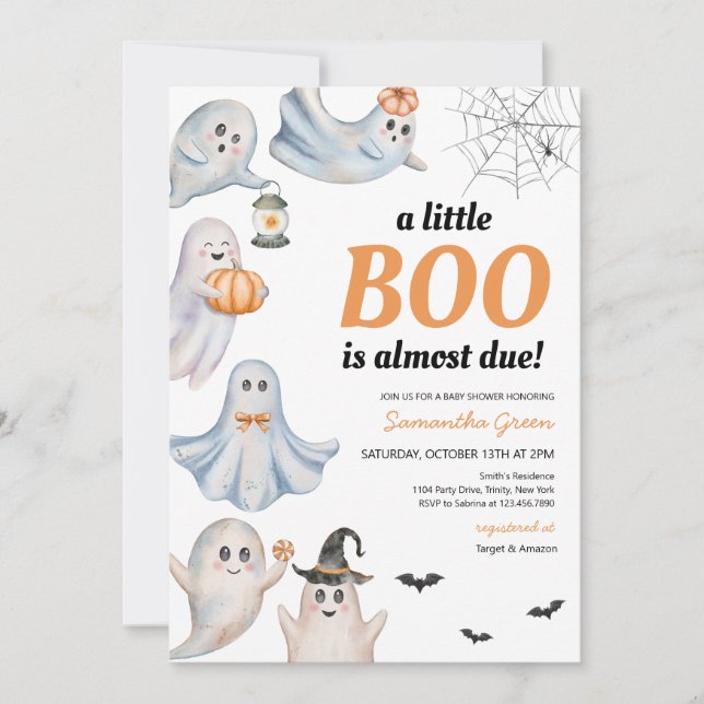 Geschlechtsneutral eine kleine Boo Baby Dusche Einladung (Vorderseite)