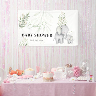 Geschlechtsneutral Elefantengrün-Babyparty Banner