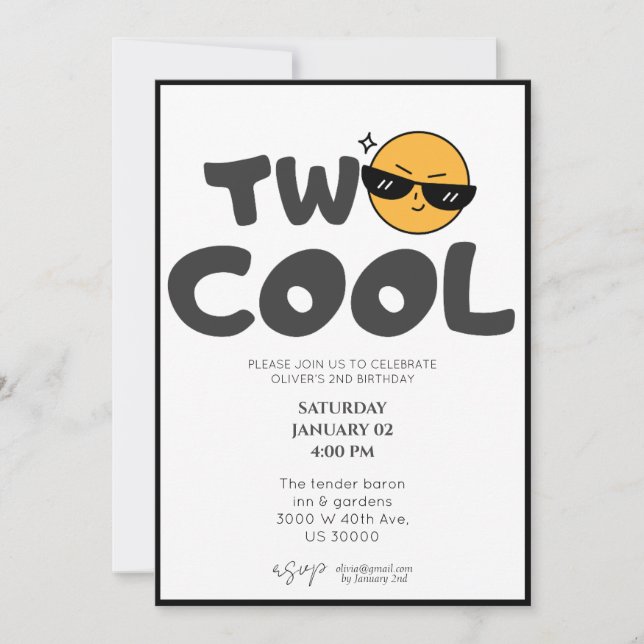 Geschlechtsneutral lustiger 2. Geburtstag Einladung (Vorderseite)