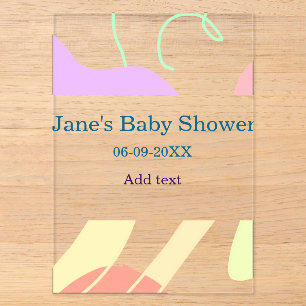 Geschlechtsneutrale abstrakte Formen Baby Shower N Acryleinladungen