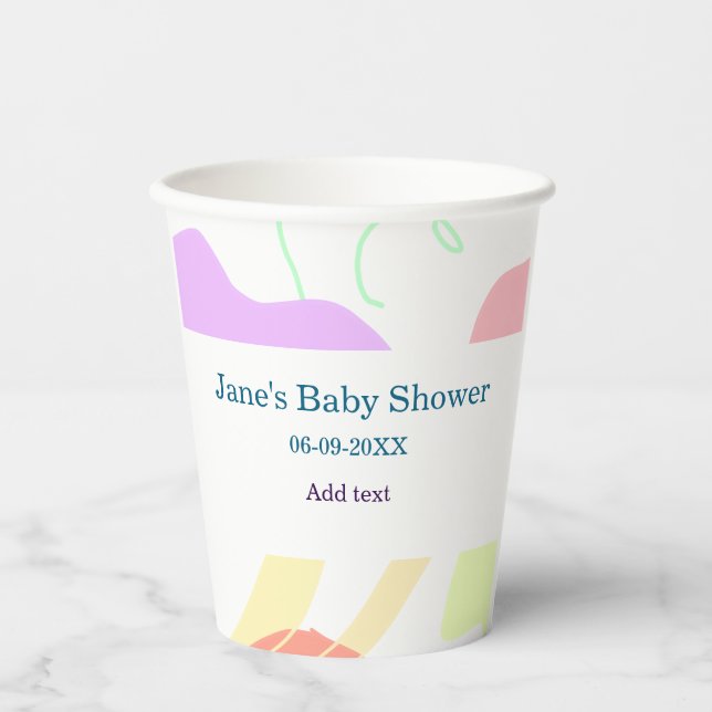 Geschlechtsneutrale abstrakte Formen Babydusche Pappbecher (Vorderseite)