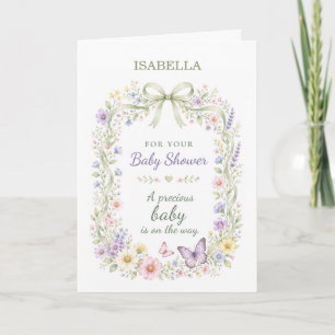Geschlechtsneutrale Baby-Party Florale Schmetterli Karte