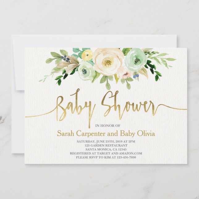 Geschlechtsneutrale Babydusche Einladung (Vorderseite)