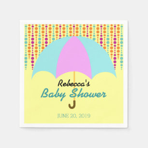 Geschlechtsneutrale Babydusche mit Regenschirm Serviette