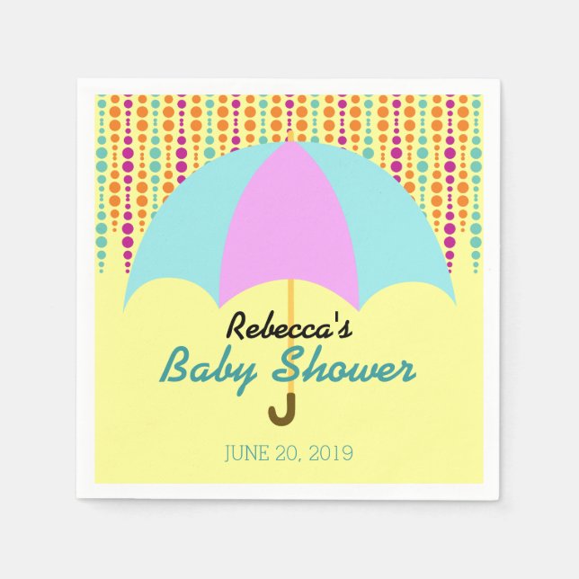 Geschlechtsneutrale Babydusche mit Regenschirm Serviette (Vorderseite)