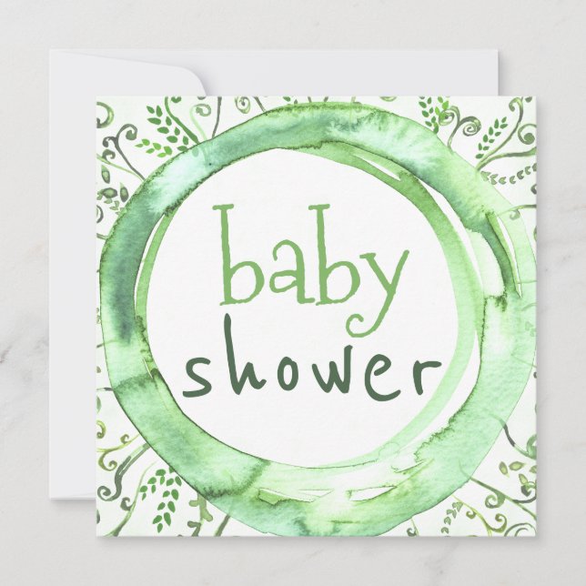 Geschlechtsneutrale Babydusche Wasserfarbe Einladung (Vorderseite)