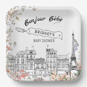 Geschlechtsneutrale Babyparty Bonjour Bebe Pappteller