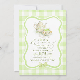 Geschlechtsneutrale Babyparty Matcha-Teeparty Einladung