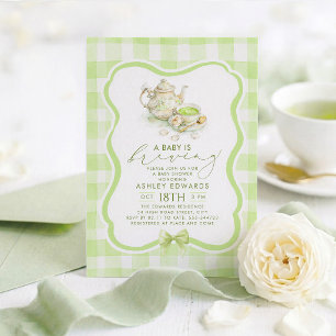 Geschlechtsneutrale Babyparty Matcha-Teeparty Einladung