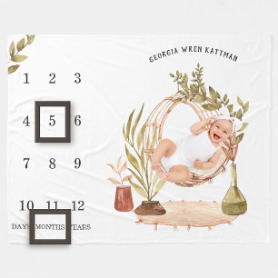 Geschlechtsneutrale Boho-Baby-Meilenstein-Decke Fleecedecke