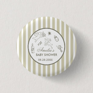 Geschlechtsneutrale Doodle-Cupid-Baby-Party Grün Button