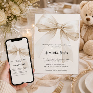 Geschlechtsneutrale Elfenbein-Beige Baby Shower-Sc Einladung
