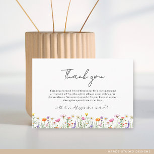 Geschlechtsneutrale Florale Wildblumen-Baby-Party Mitteilungskarte