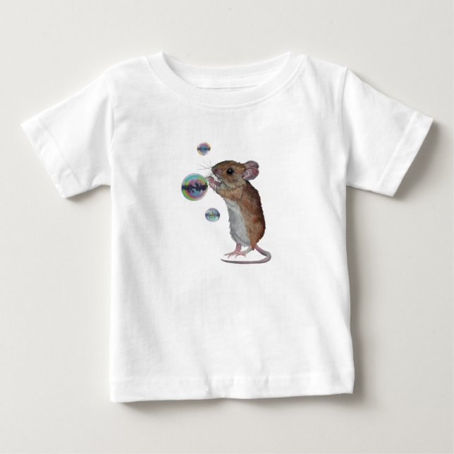 Geschlechtsneutrale Maus und Blasen Baby T-shirt (Vorderseite)