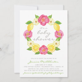 Geschlechtsneutrale moderne graue Citrus Rose Baby Einladung