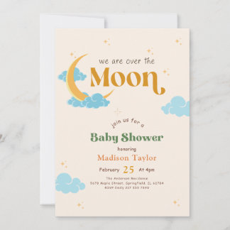 Geschlechtsneutrale Mond-und-Sterne-Baby-Party Einladung