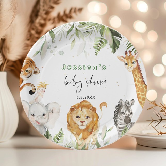 Geschlechtsneutrale Safari-Tiere Baby-Duschnapkins Pappteller (Von Creator hochgeladen)