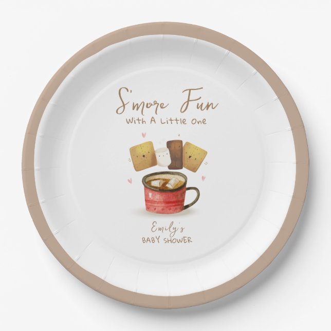 Geschlechtsneutrale S'more Fun Fall Babydusche Pappteller (Vorderseite)