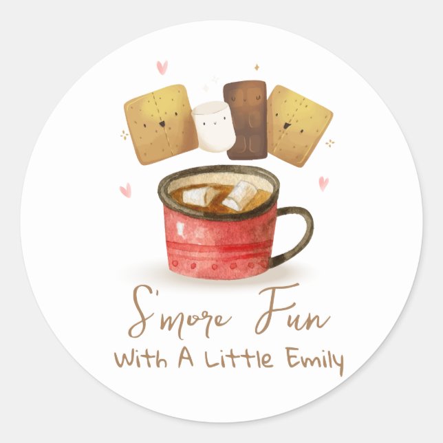 Geschlechtsneutrale S'more Fun Fall Babydusche Runder Aufkleber (Vorderseite)