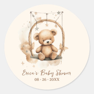 Geschlechtsneutrale Teddybär-Babyparty Runder Aufkleber