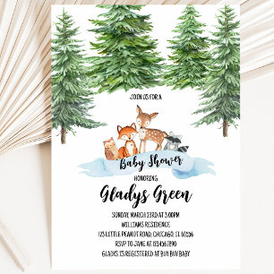 Geschlechtsneutrale Winter-Wald-Baby-Party Einladung