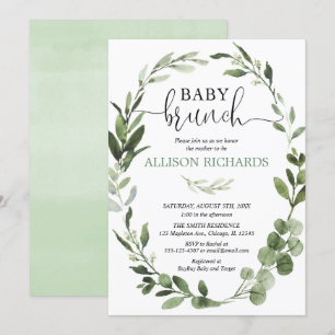 Geschlechtsneutrales Babybrunch Eucalyptus foliage Einladung