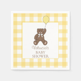 Geschlechtsneutrales gelbes Teddybär-Baby-Shower Serviette