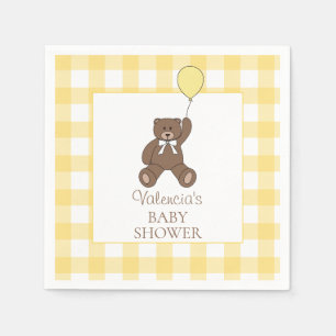 Geschlechtsneutrales gelbes Teddybär-Baby-Shower Serviette