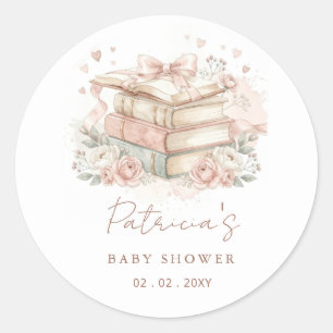 Geschlechtsneutrales Geschichtsbuch-Baby-Shower-Bu Runder Aufkleber