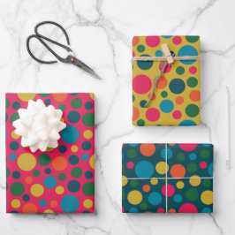 Geschlechtsneutrales helles Polka-Punktsortiment Geschenkpapier Set