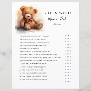 Geschlechtsneutrales Teddybär-Baby-Shower-Spiel