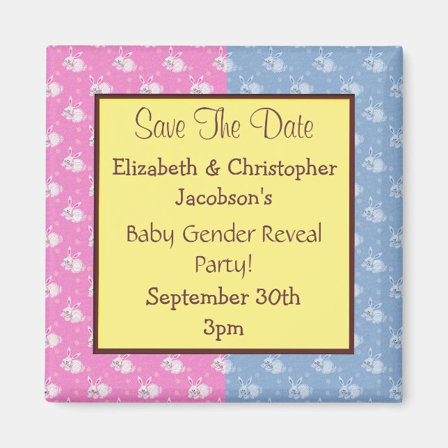 Geschlechtsverkehr Save the Date Rosa und Blau Bun Magnet (Vorne)