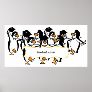 Geschlossen Pinguine mit Banner Poster